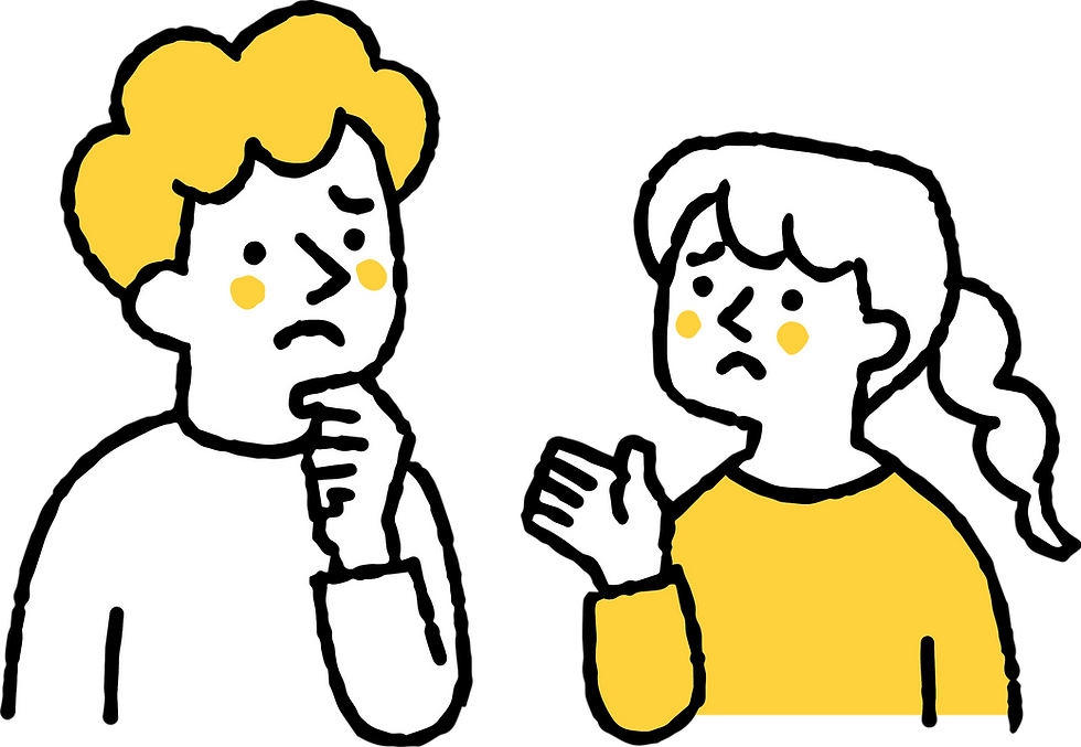 困った顔の男女が会話する様子、悩み相談、ビジネス、コミュニケーション、demo3