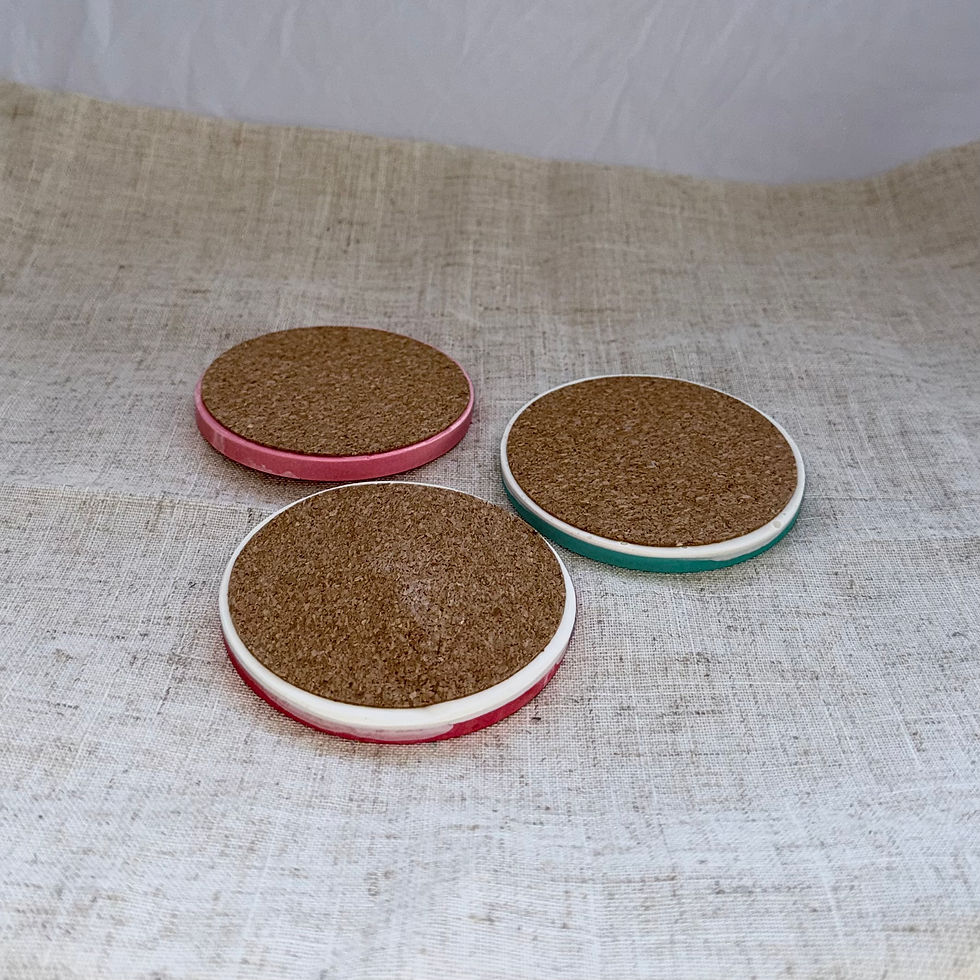 Thumbnail: Jesmonite coasters on coffee table holding small candles, crystals, or decorative objects, minimalist stylish home accent