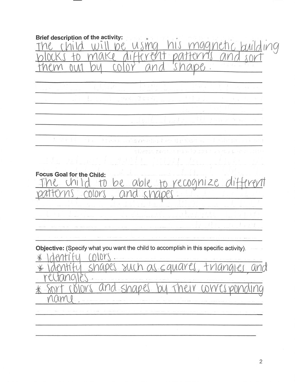 Child Case Study Intervention Activity 2