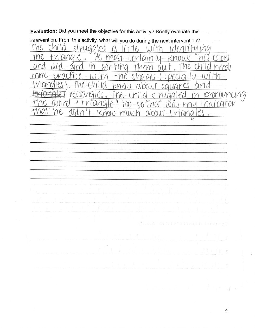 Child Case Study Intervention Activity 4