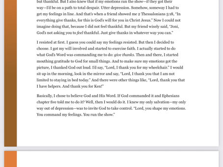 Choosing Thanks to our God