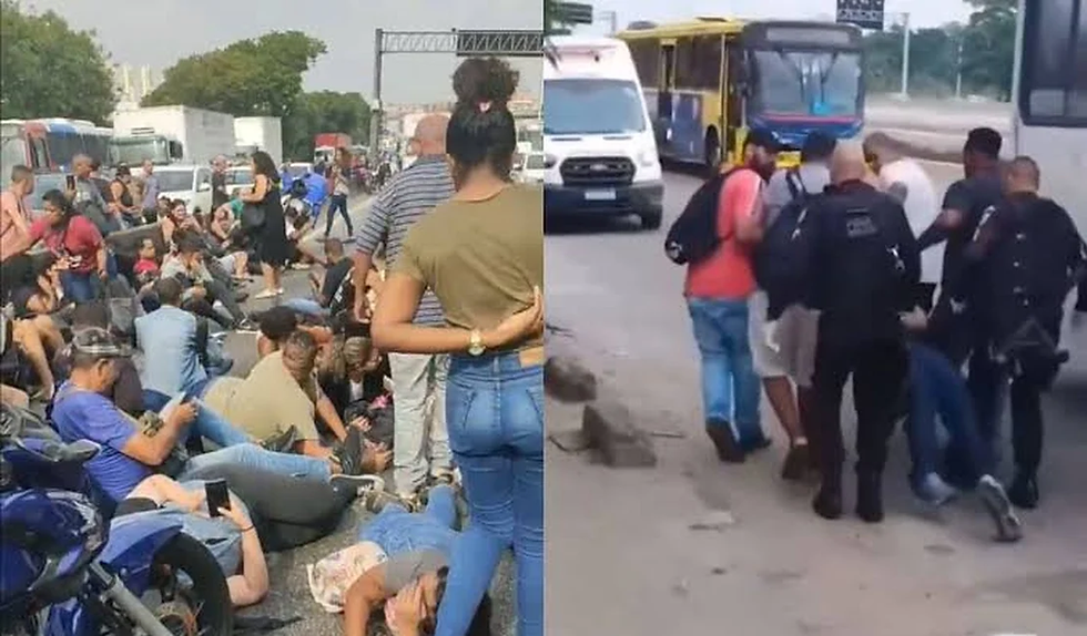 pessoas no meio do tiroteio