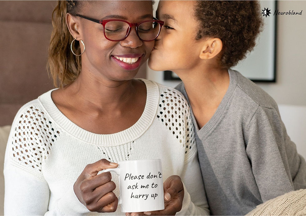 Woman holding Please Don't Ask Me to Hurry Up Mug