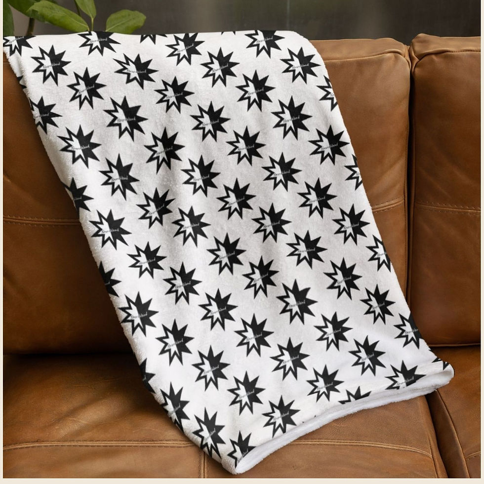 Thumbnail: Cream diagonal pattern arctic fleece blanket on a couch
