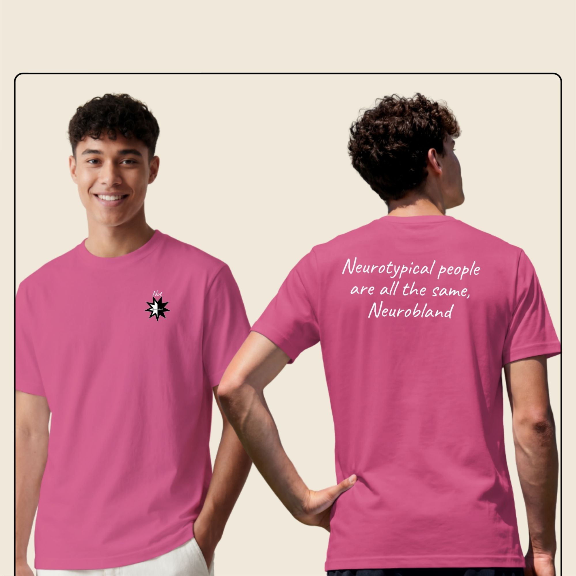 Funny autism t-shirt with Neurobland text on the back.