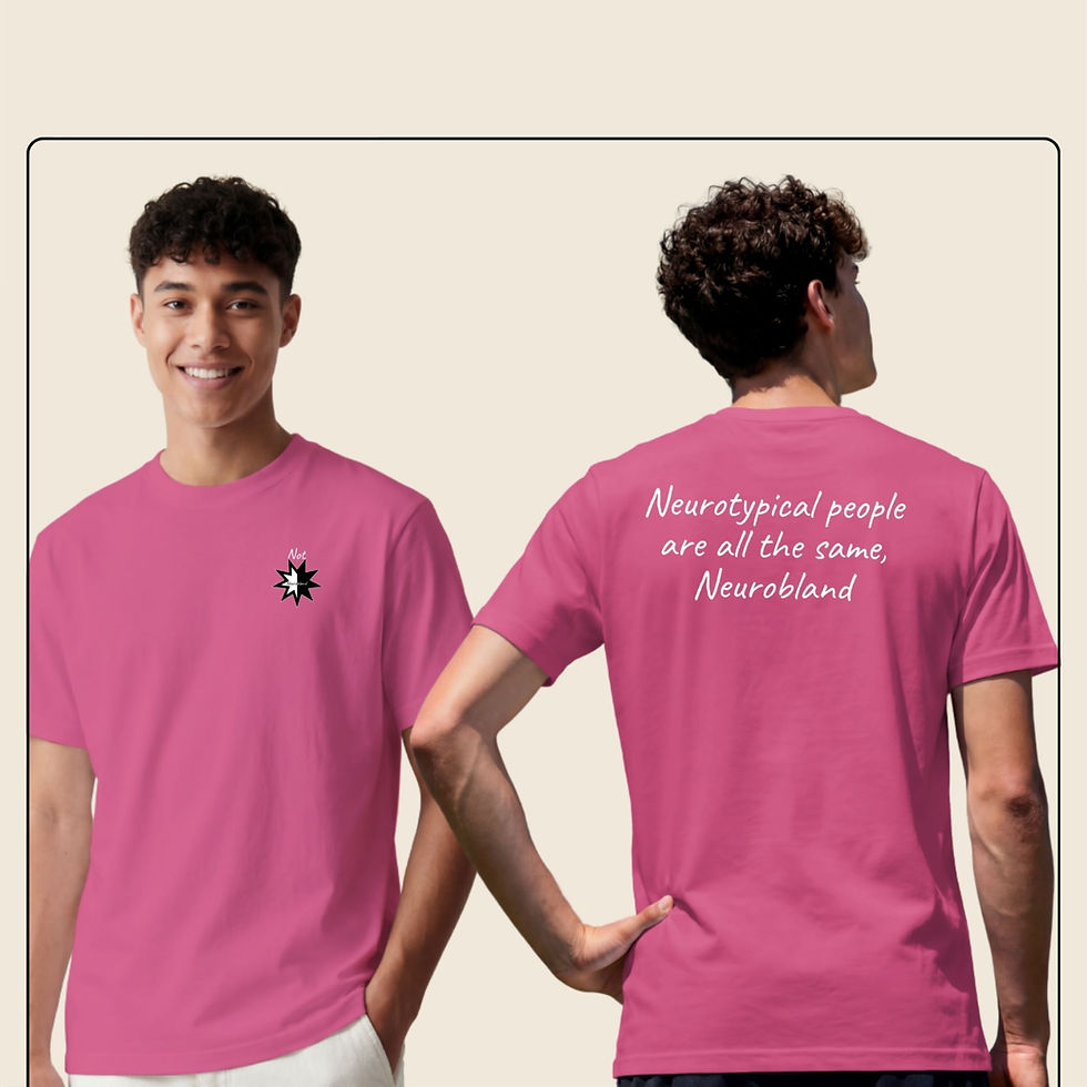 Funny autism t-shirt with Neurobland text on the back.