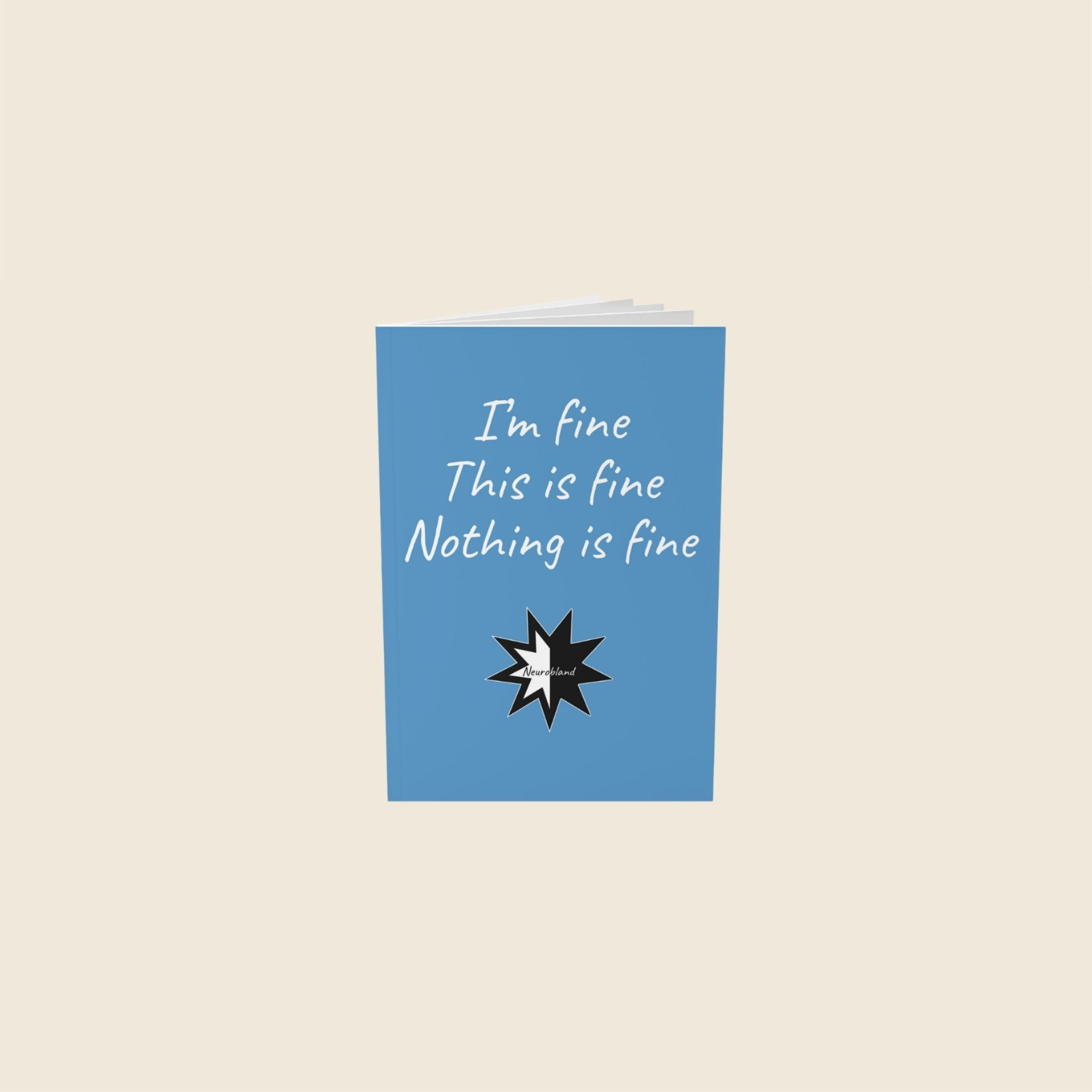 Blue ADHD notebook titled I'm fine, This is fine.