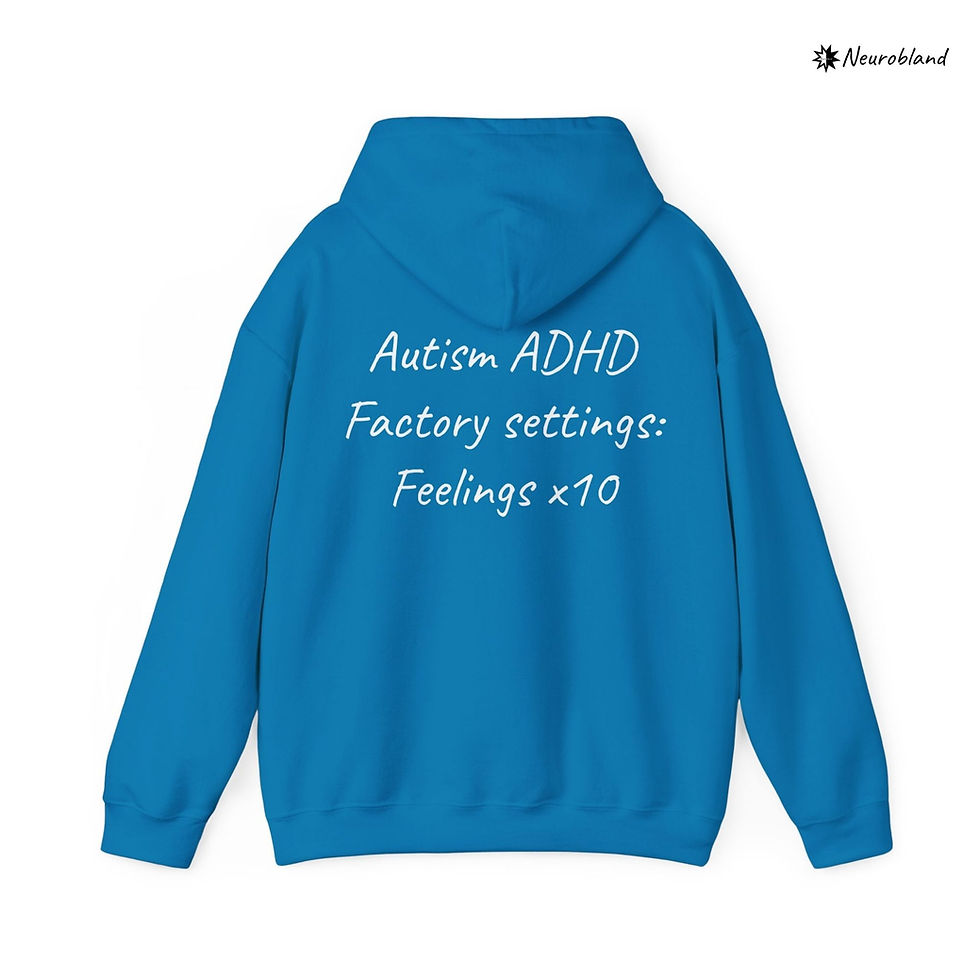 Thumbnail: Back of Feelings x10 Hoodie with Autism ADHD text