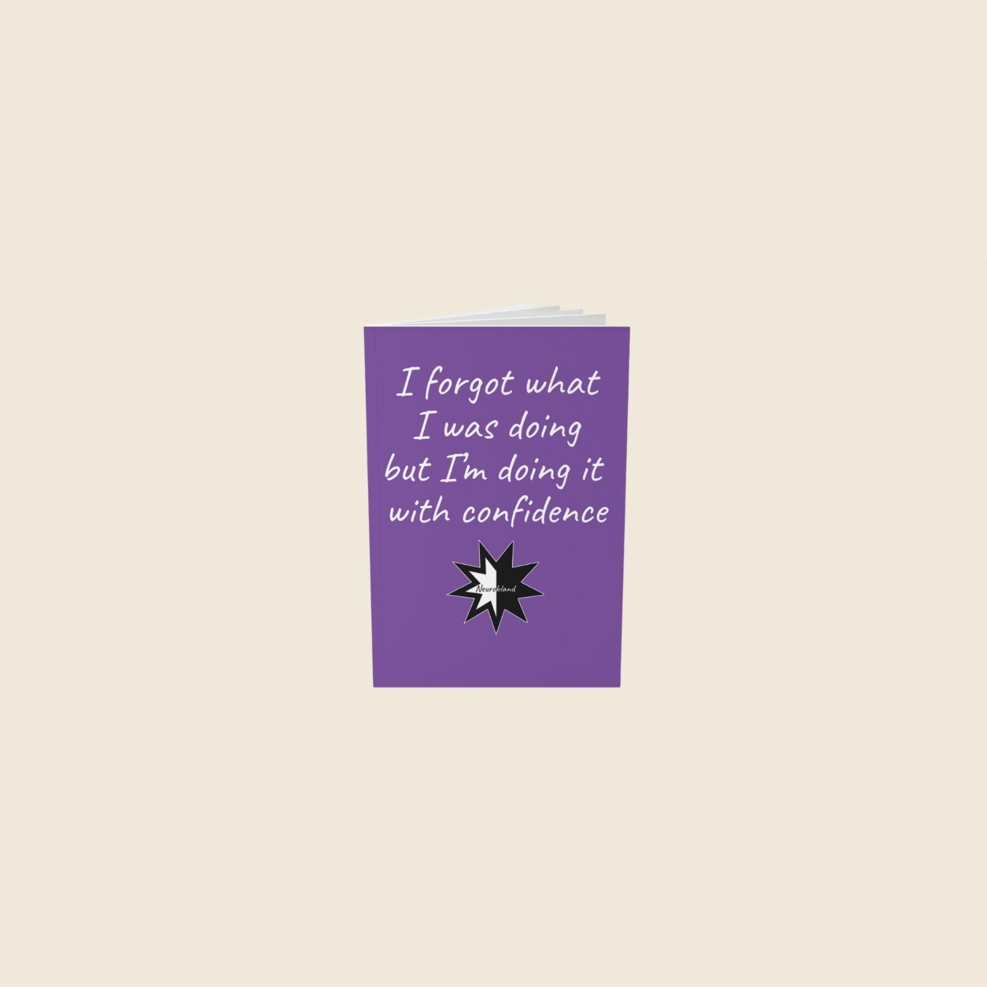Purple adhd notebook with confidence quote.