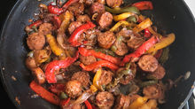 Spicy Chicken Sausage with Sautéed Peppers and Onions