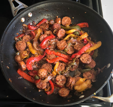 Spicy Chicken Sausage with Sautéed Peppers and Onions