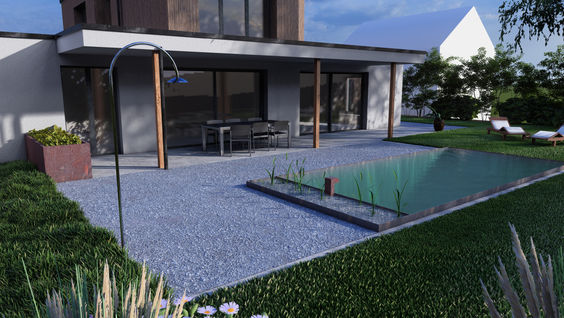 Stahlpool von Schwarz Gartenbecken. Biopool in Bern, Biel, Solothurn und Berner Oberland.