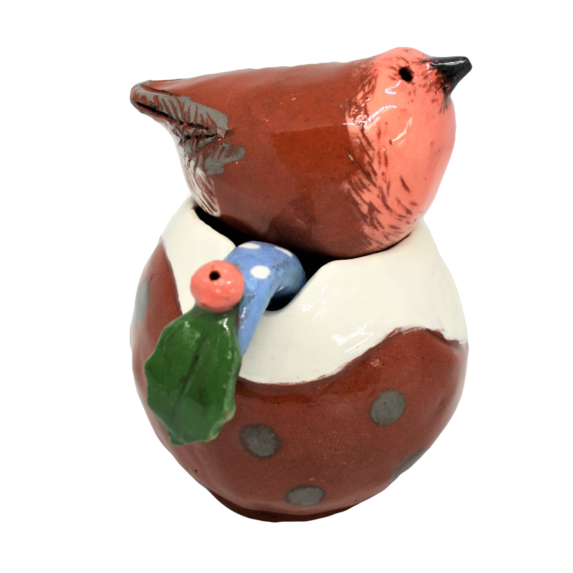 Christmas Pudding & Robin Pot