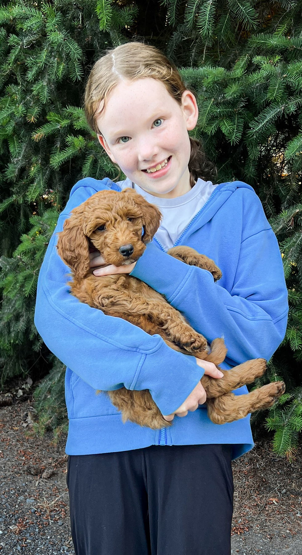 Girl with her first puppy