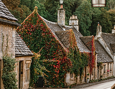 Castle Combe cottages in autumn