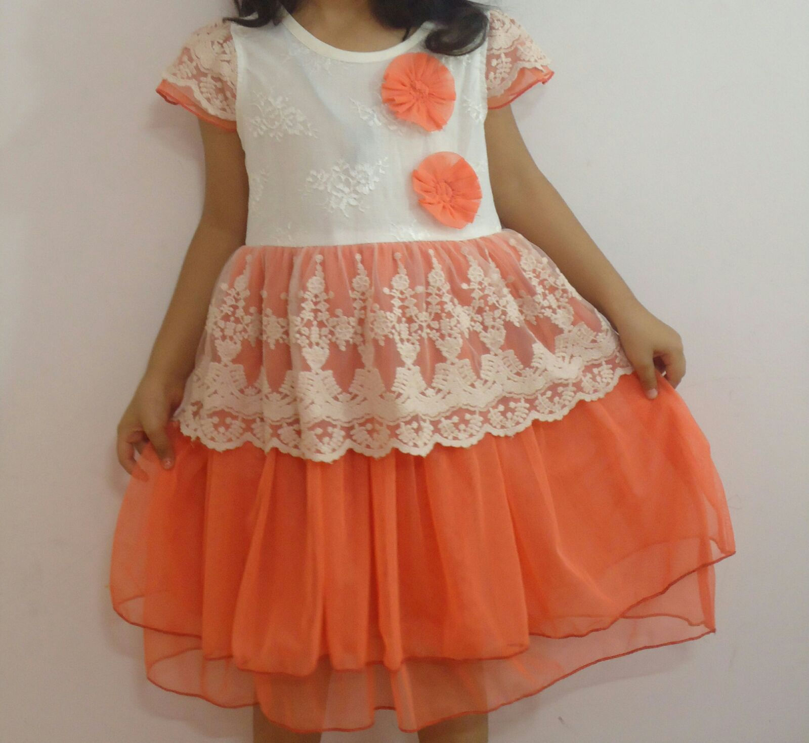 orange net frock