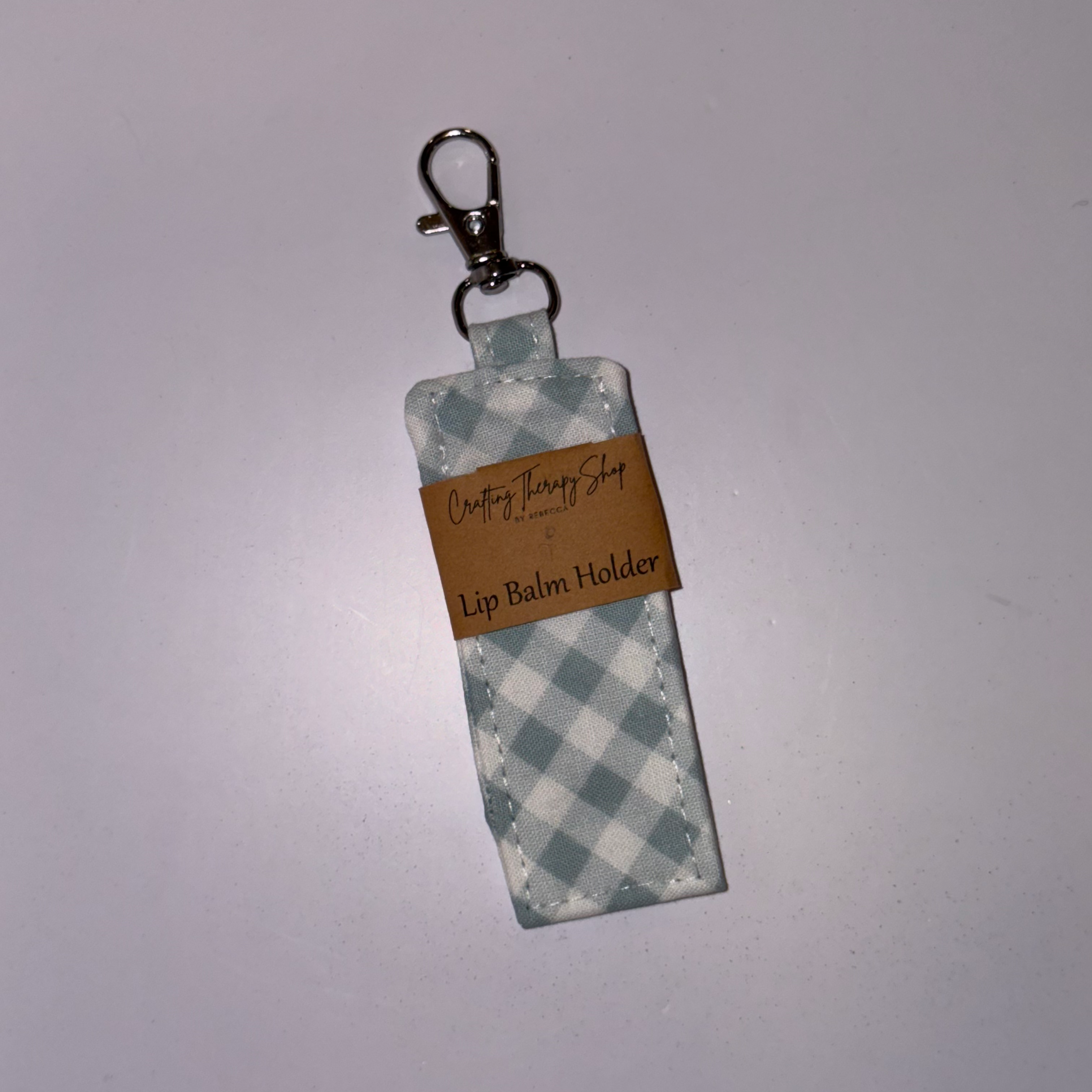 Blue-Gray Gingham Lip Balm Holder