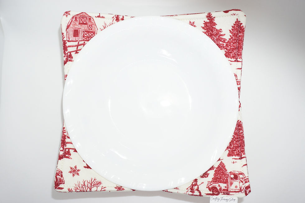 Thumbnail: Vintage Christmas Bowl Cozy top view with bowl