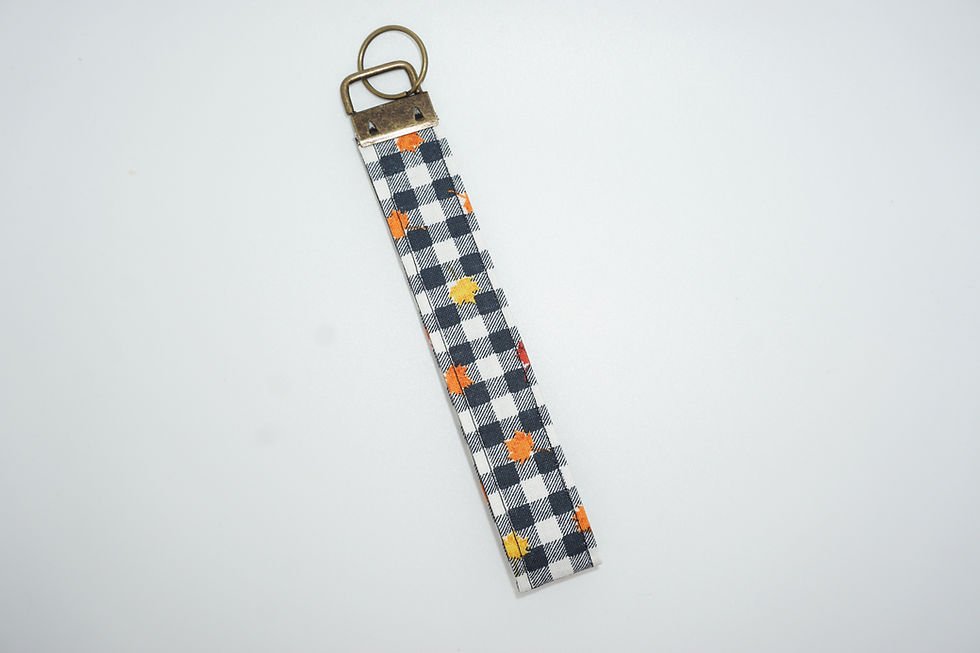 Thumbnail: Fall Plaid with Leaves Wristlet Keychain