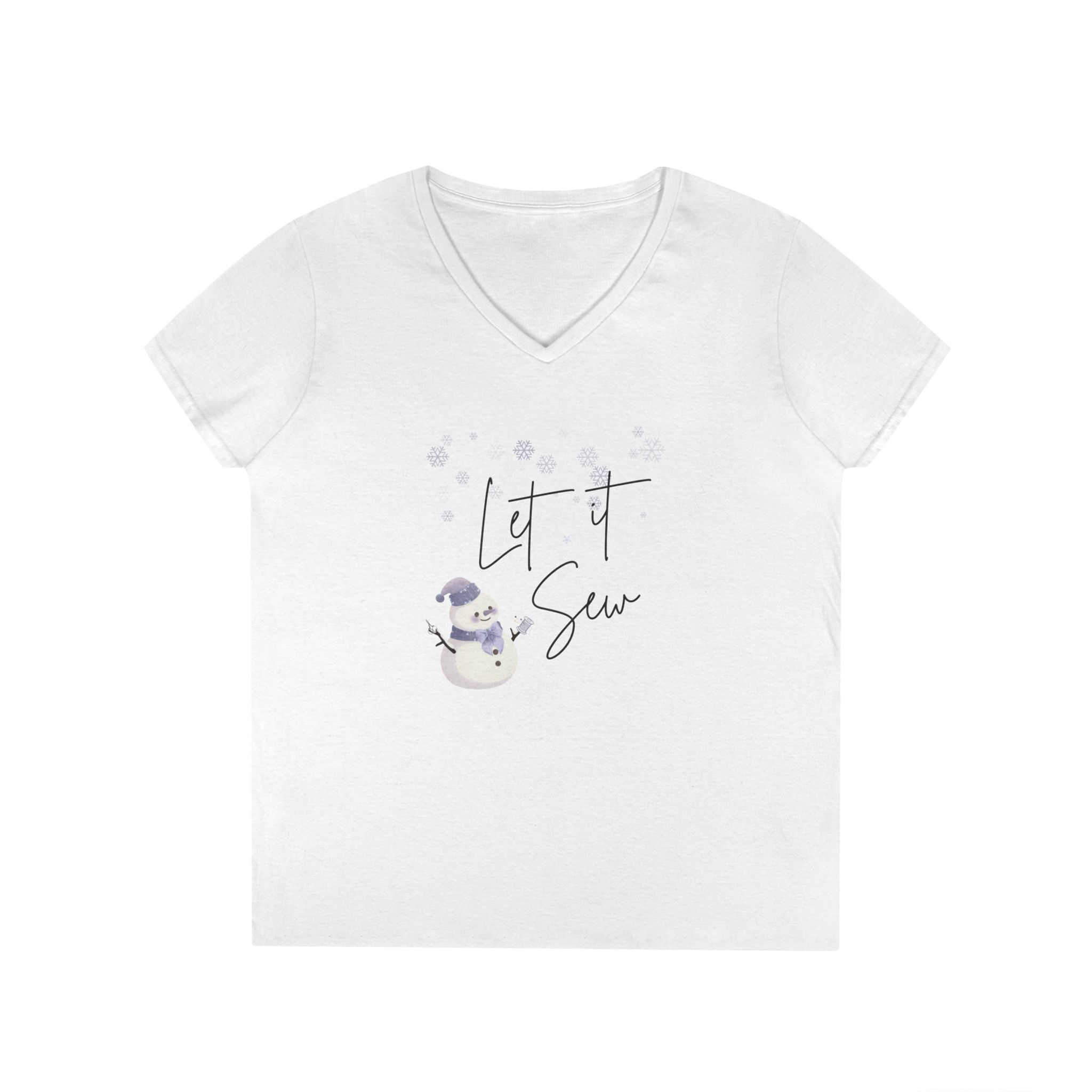 Let It Sew Snowman V-Neck Tee