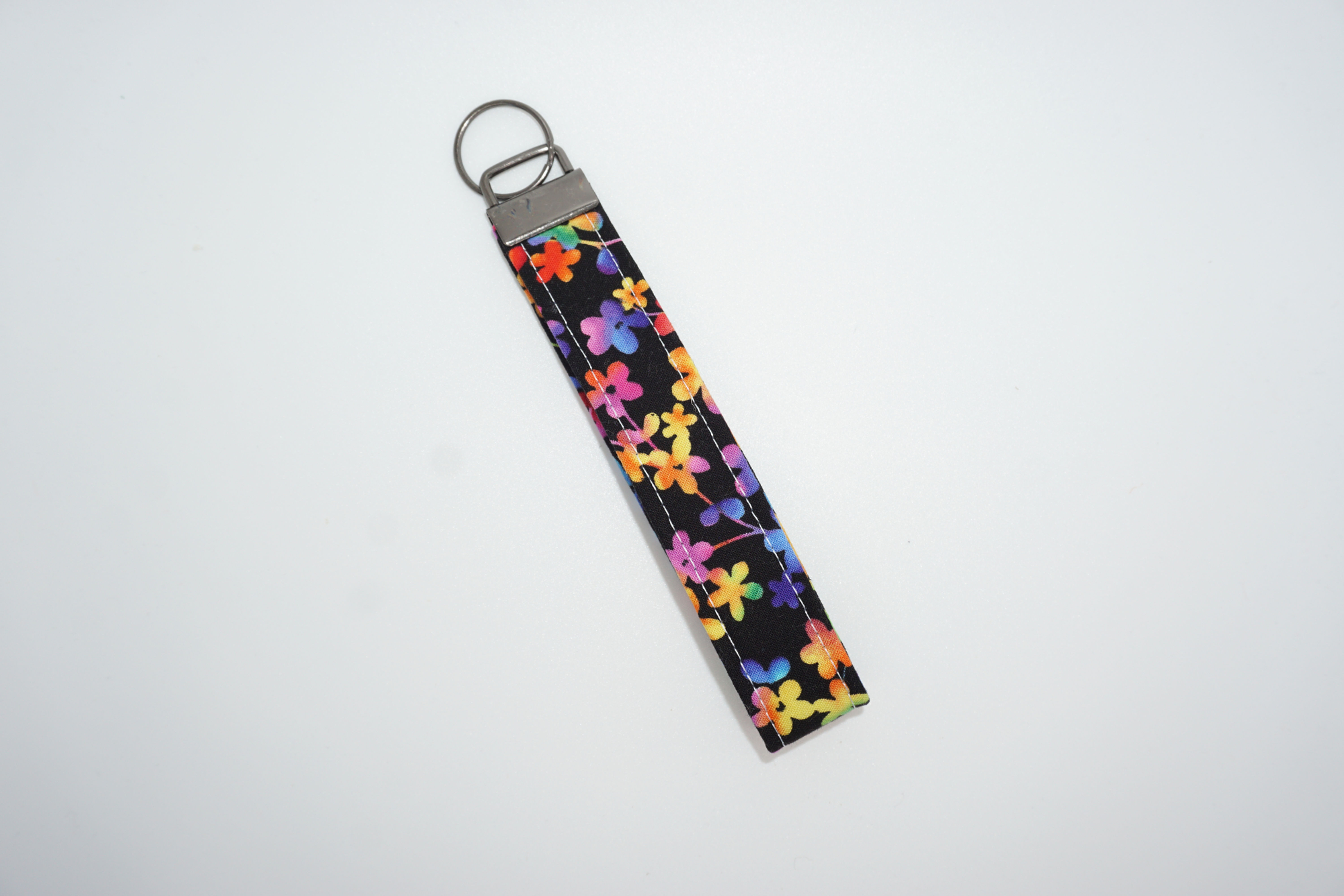 Rainbow Flowers Wristlet Keychain