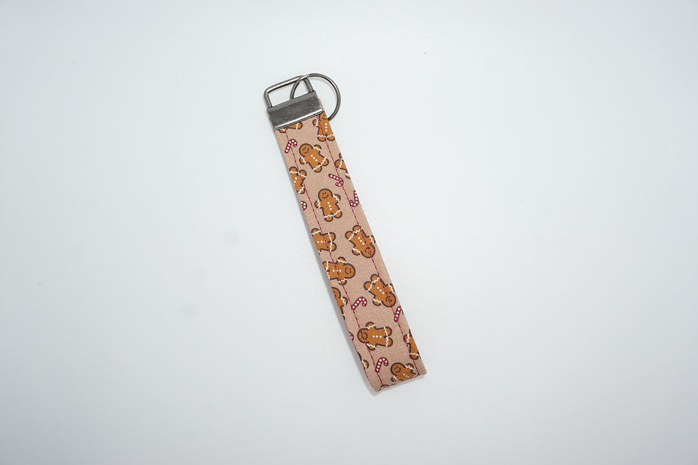 Gingerbread Men and Candy Canes Wristlet Keychain