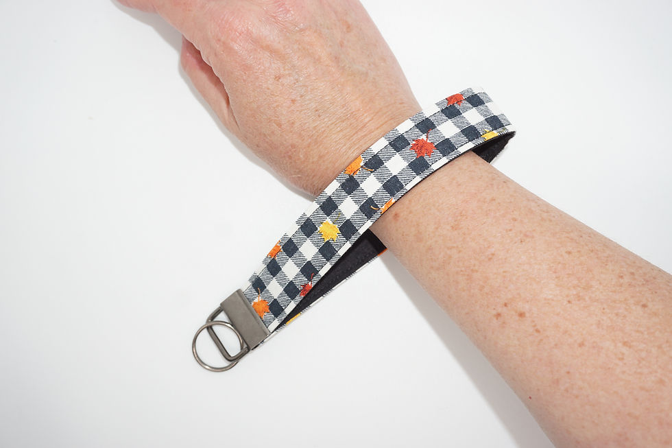 Thumbnail: Fall Plaid with Leaves Wristlet Keychain
