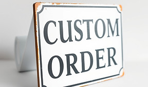 a sign that says custom order on a white background
