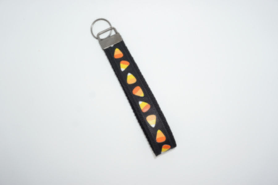 Black Candy Corn Wristlet Keychain