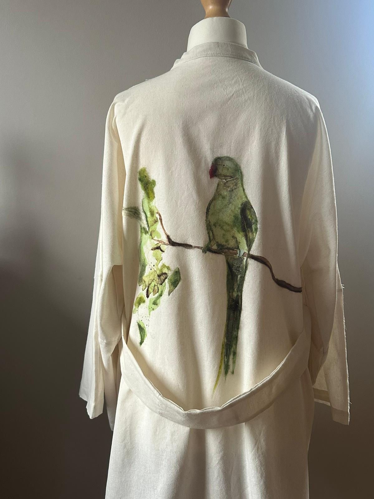 Pure Cotton Bird Drawing Kimono