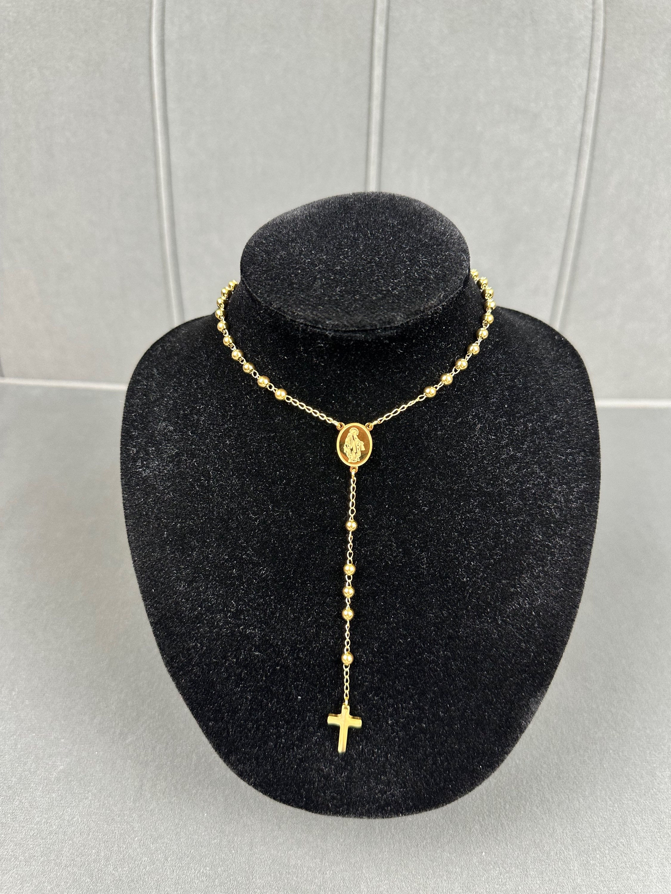 COLLANA ROSARIO ACCIAO INOX ORO