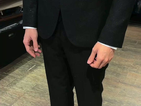 度身訂造經典黑色禮服 | 黑色閃暗花禮服