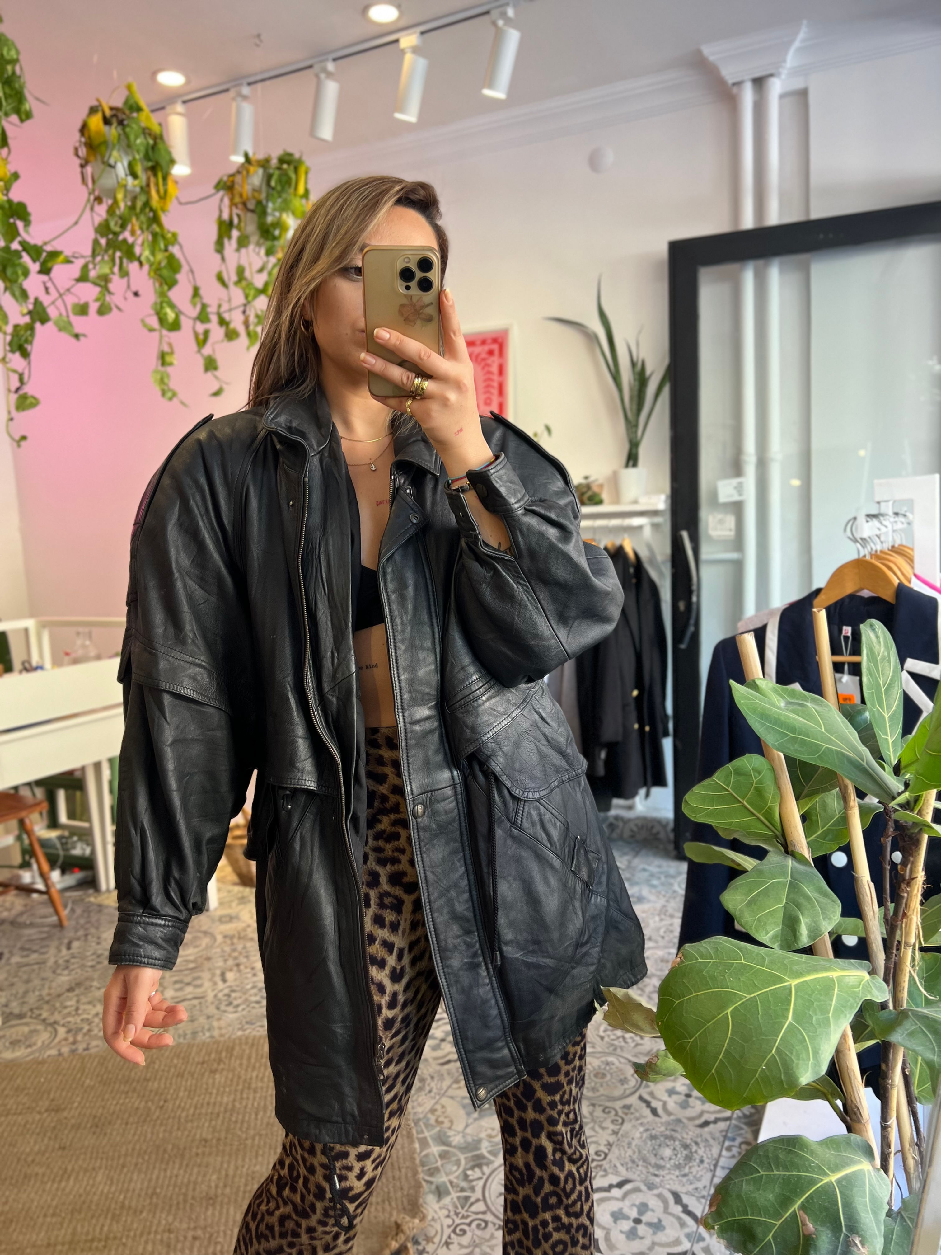 80S HAKİKİ DERİ OVERSIZED KABAN