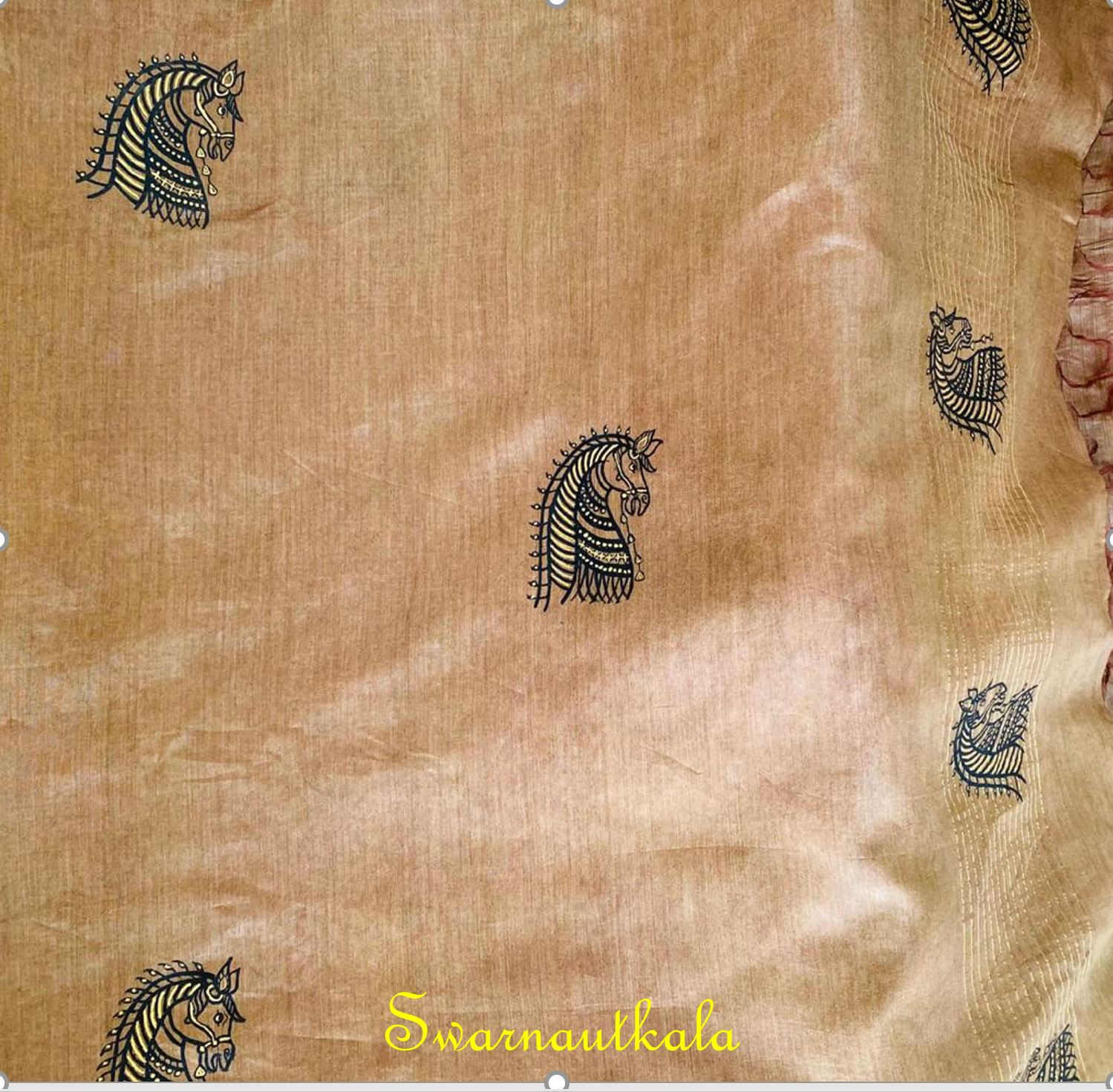 Handpainted Saree on Muga Silk
