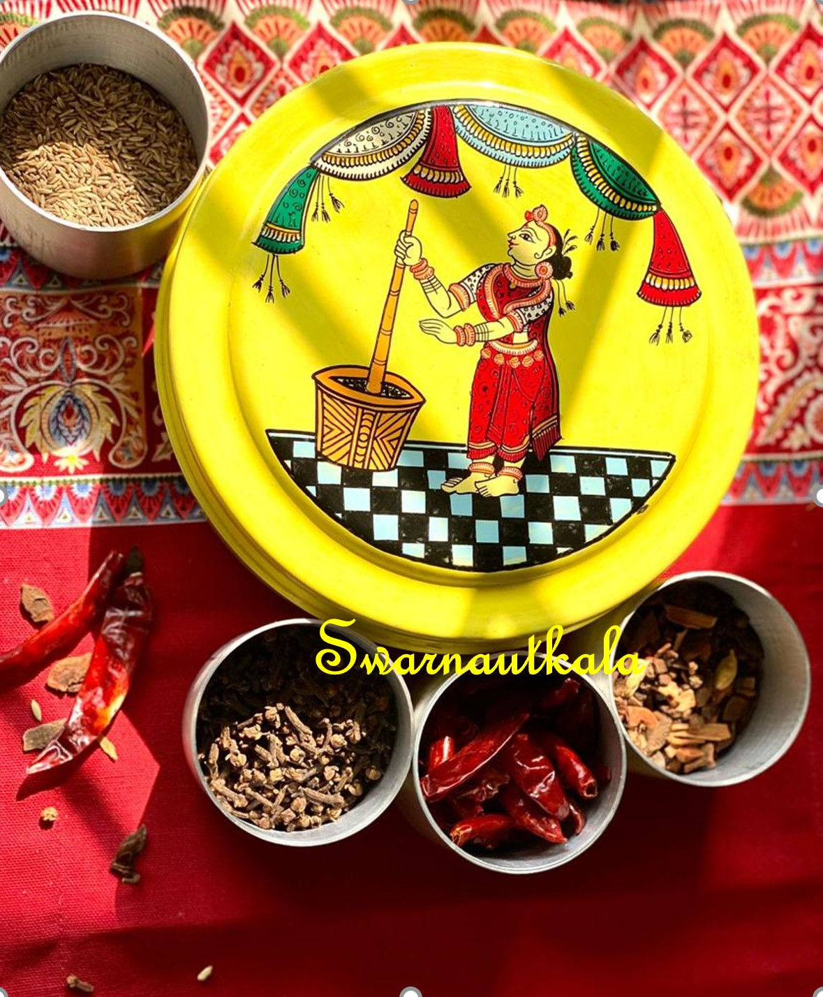 Hand-Painted Masala Dabba