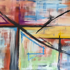 City Lights, mixed media canvas, abstract art, colourful, textured