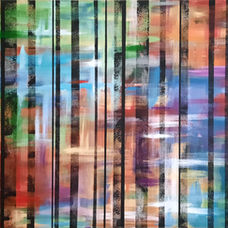 Urban, rainbow, abstract art, mixed media canvas