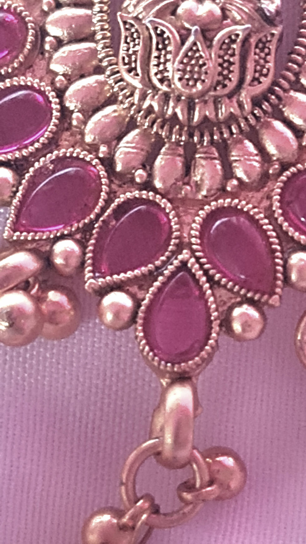 Thumbnail: India Indian gold metal choker necklace Laxmi Lakshmi Goddess & red paste stone