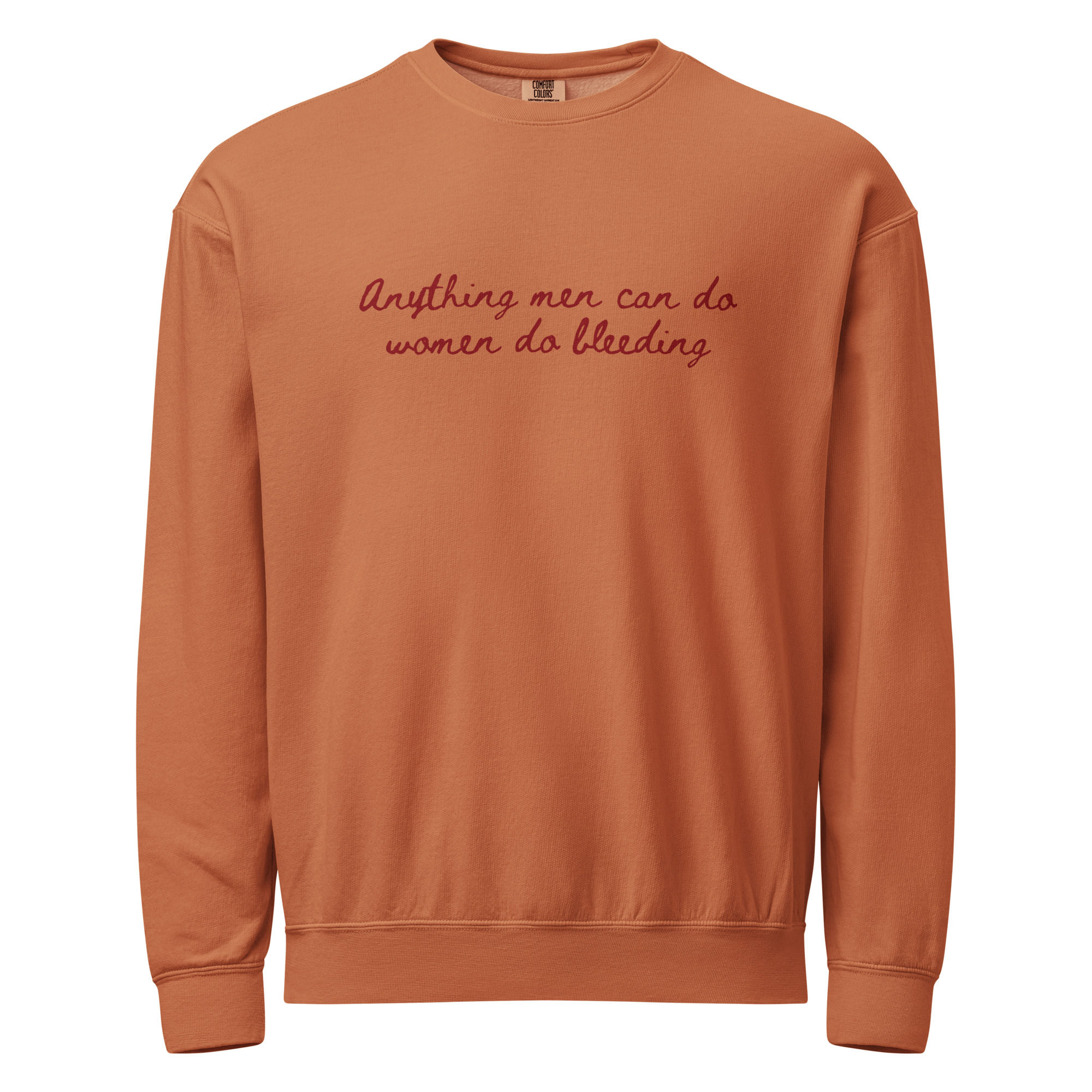 "Blood" Orange: Unisex garment-dyed fleece crewneck sweatshirt