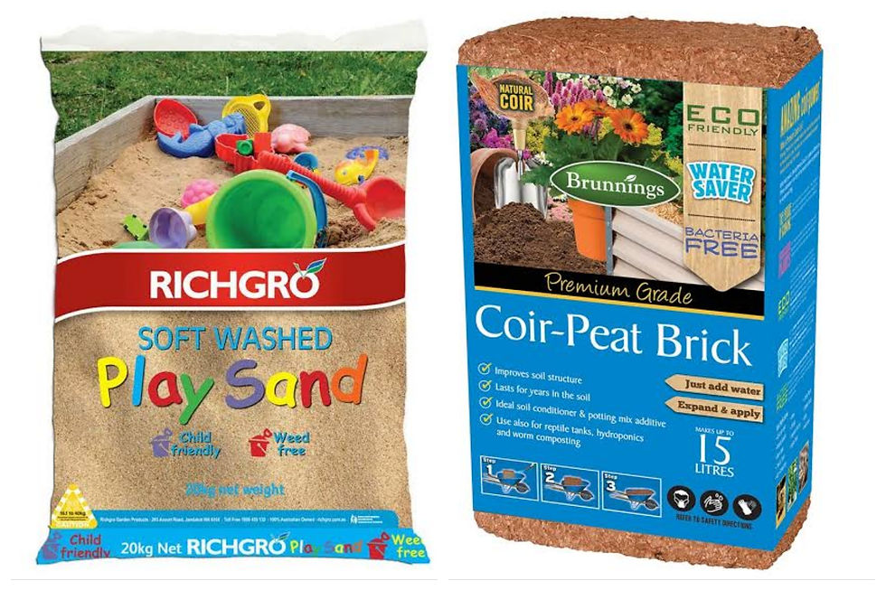 Washed Play Sand & Blue Label Coir Peat