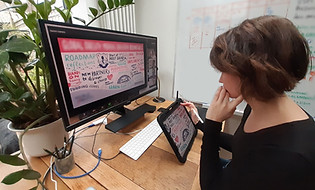 sally pring artist remote scribing live illustration from home ipad zoom call conference