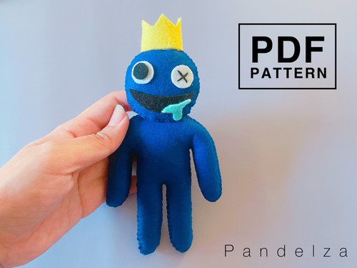 Rainbow Friends Blue PDF Pattern. DIY Roblox monster felt pattern