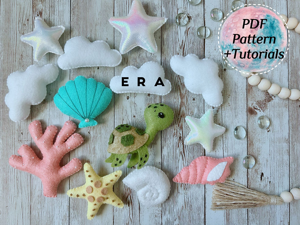 Thumbnail: PDF Pattern sea animals and turtle set felt sewing toy. DIY felt plushie toy...