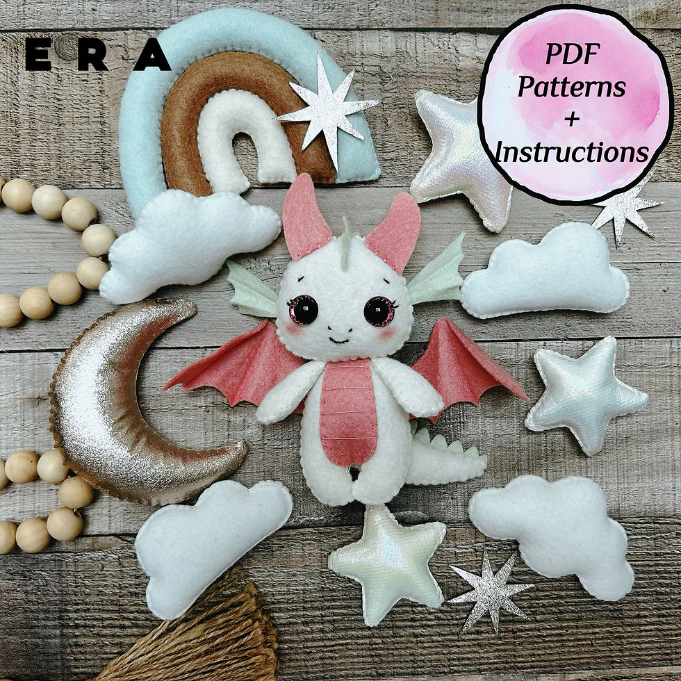 Thumbnail: Dragon Set PDF Pattern. Stuffed Animal Pattern. Cute Dragon Plush. DIY Felt Toys