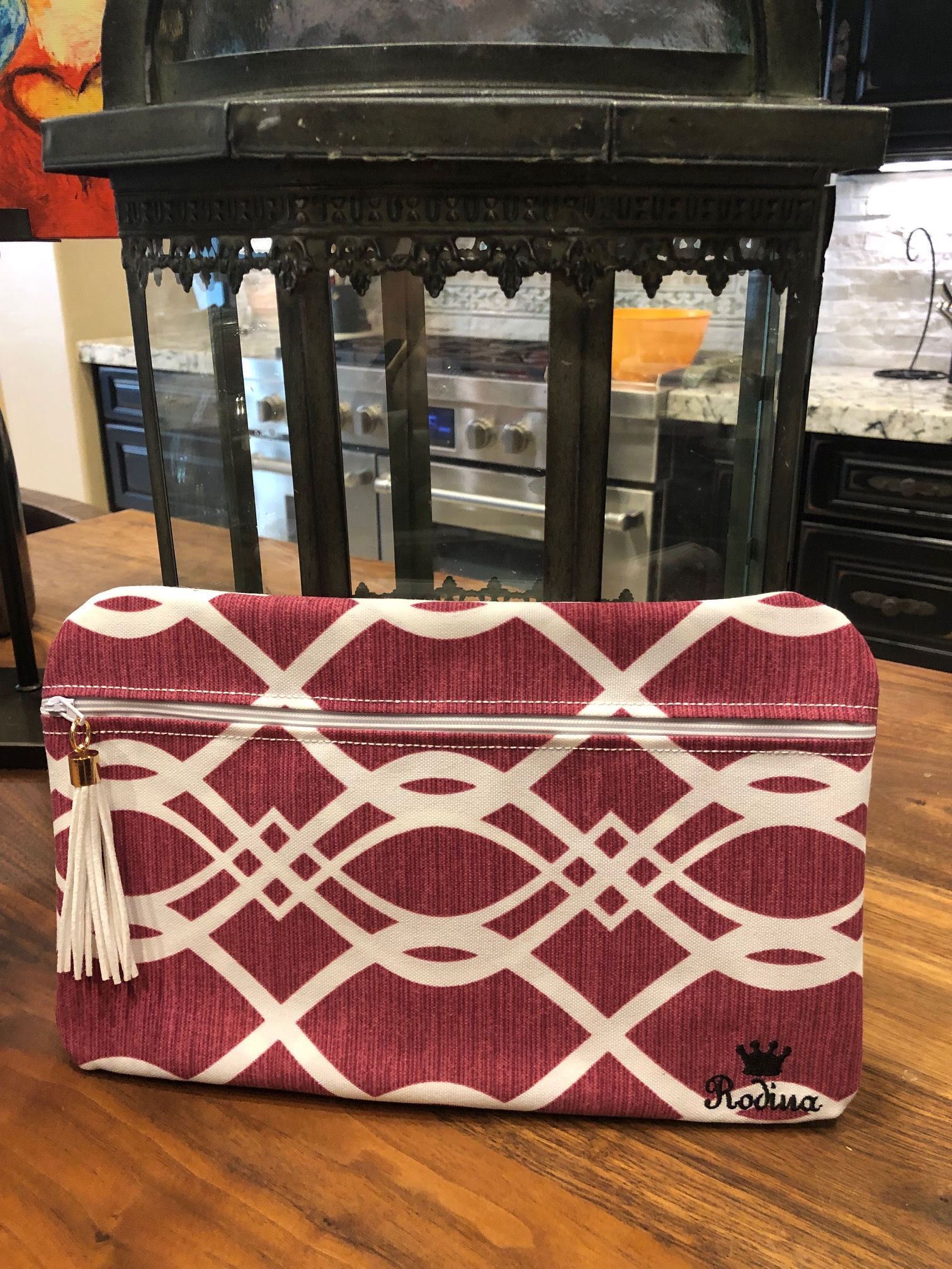 Red and White Rodina Makeup Bag