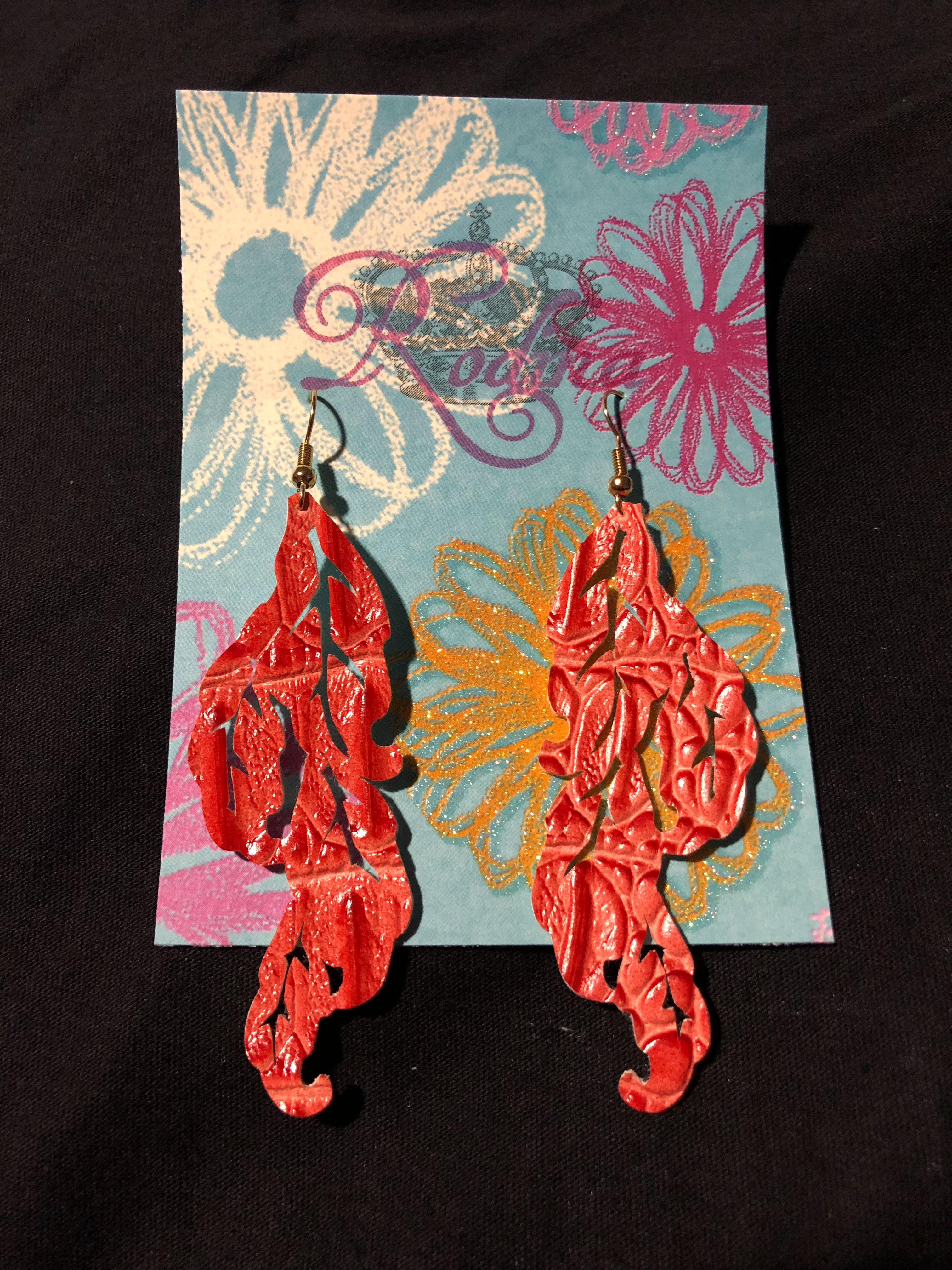 Orange leaf earrings 