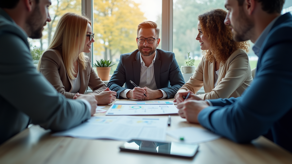 Eye-level view of a marketing team brainstorming strategies