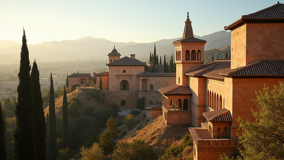 Wide angle view of the stunning Alhambra in Granada