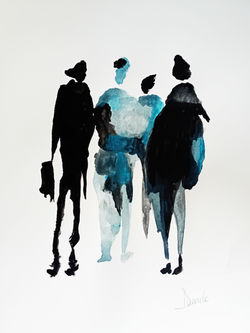 127 questi fantasmi, 2025, acrilici su carta, 30x42 cm