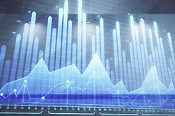 Double exposure of financial graph on empty room interior background. Forex market concept